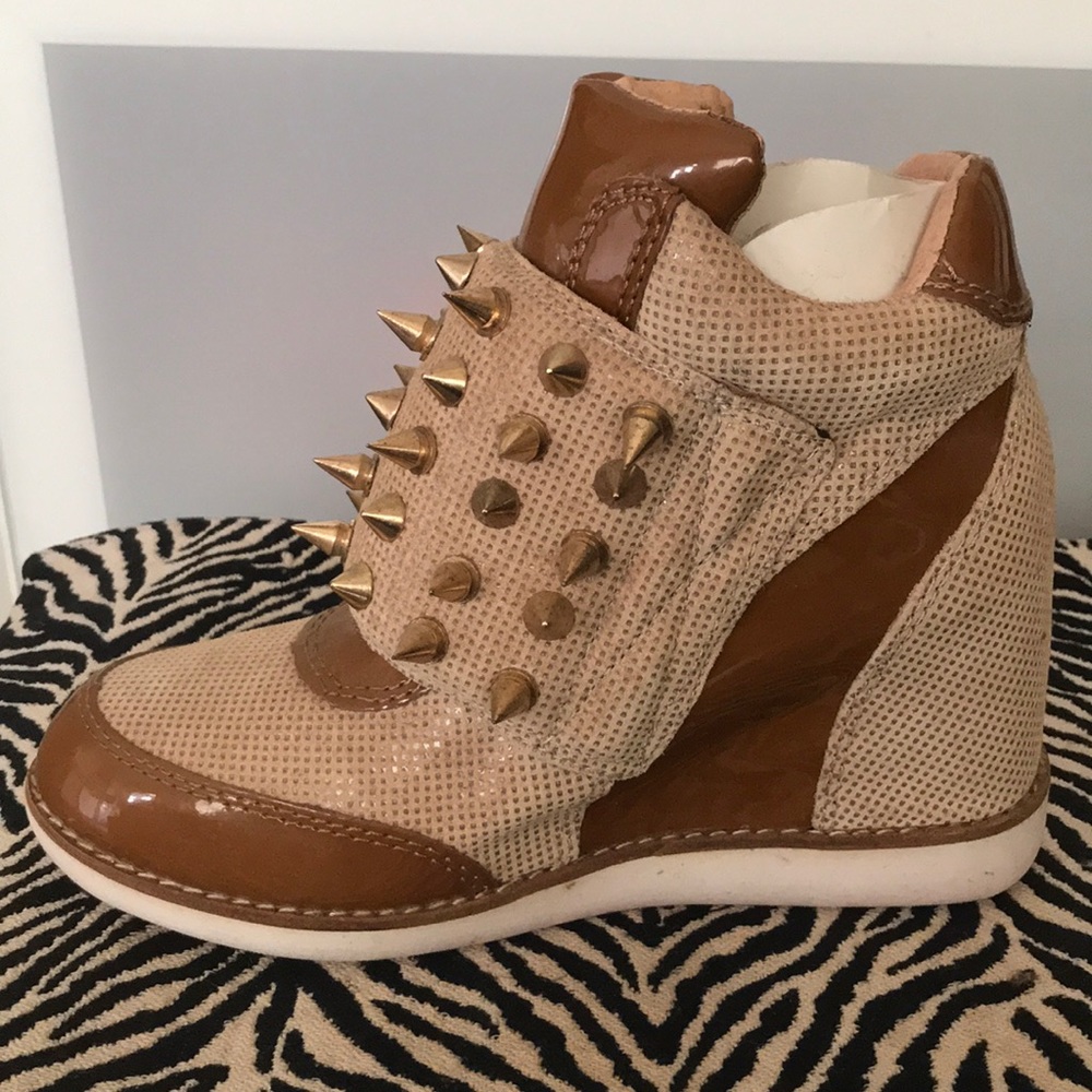 Jeffrey Campbell Brown and Tan Spiked Sneakers - Picture 6 of 12